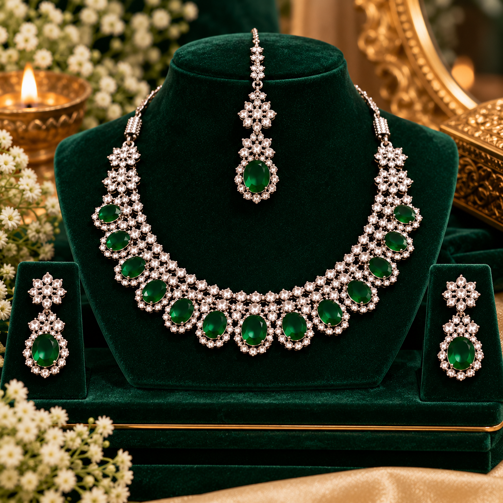 Priyara Emerald Royale Necklace Set