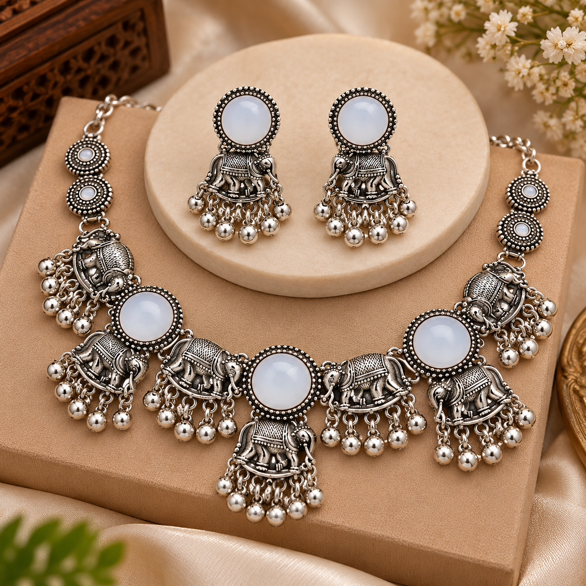 PRIYARA Rangoli Haathi Heritage Necklace Set