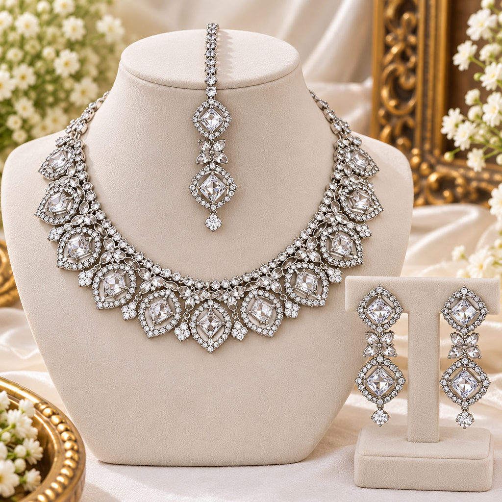 PRIYARA Nooréa Crystal Royale Necklace Set