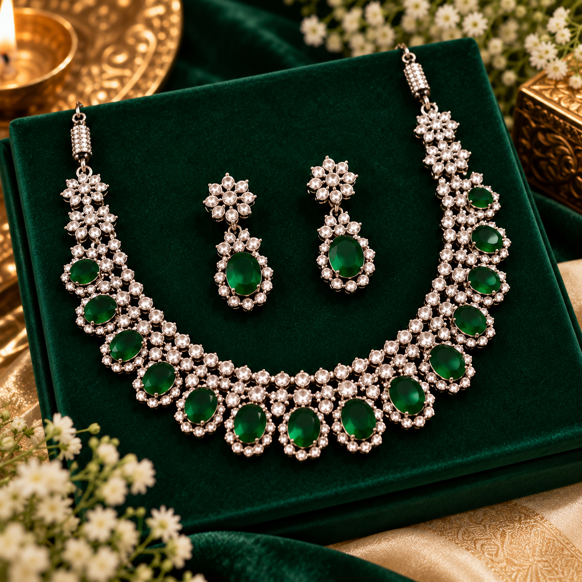 Priyara Emerald Royale Necklace Set