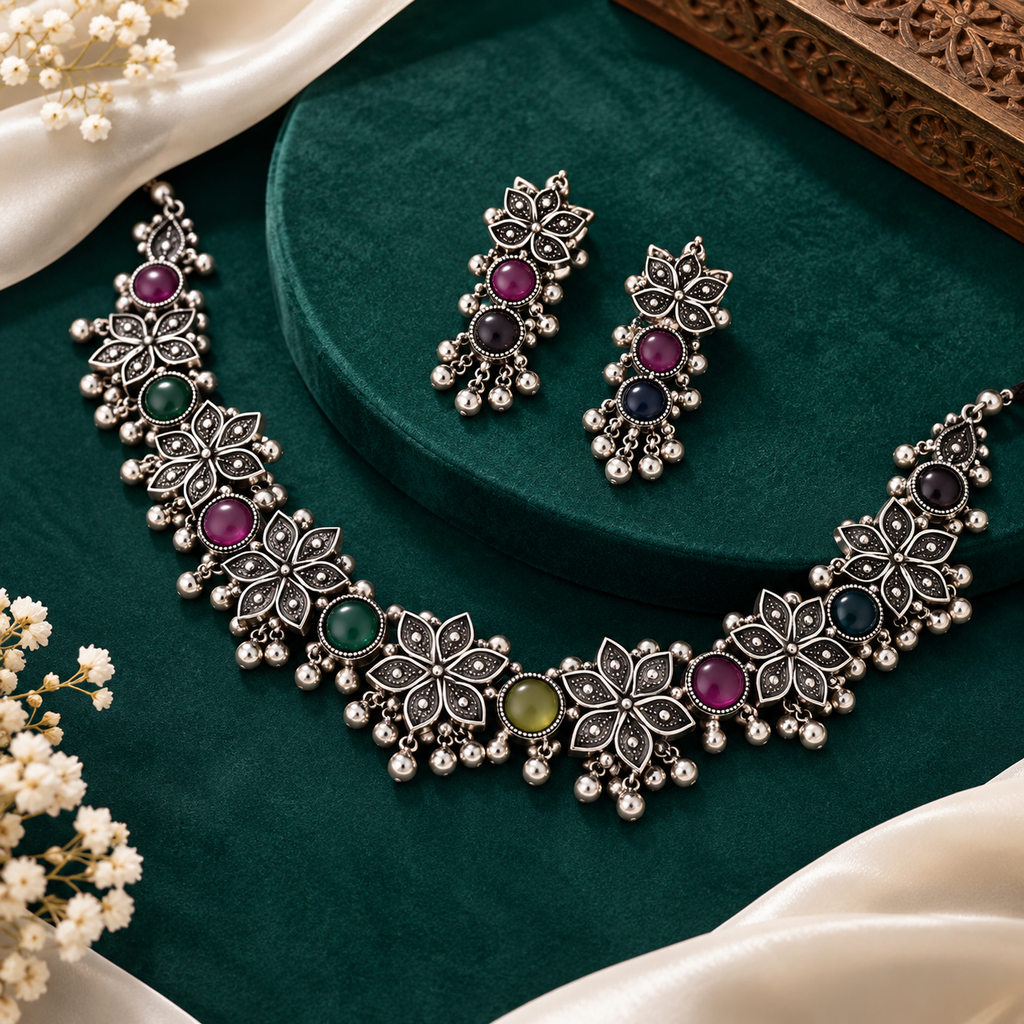 PRIYARA Gulbahar Rangoli Necklace Set