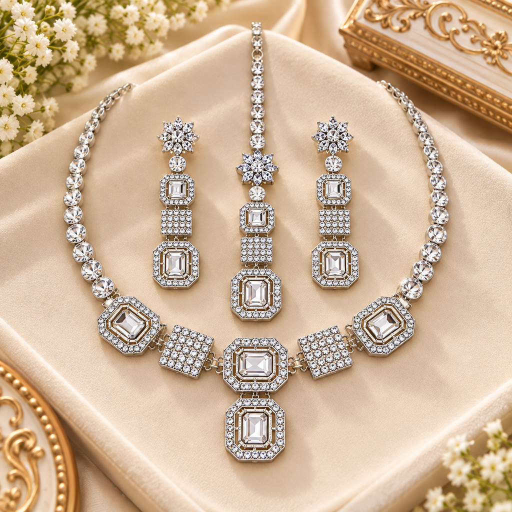 PRIYARA Aurelia Crystal Elegance Necklace Set