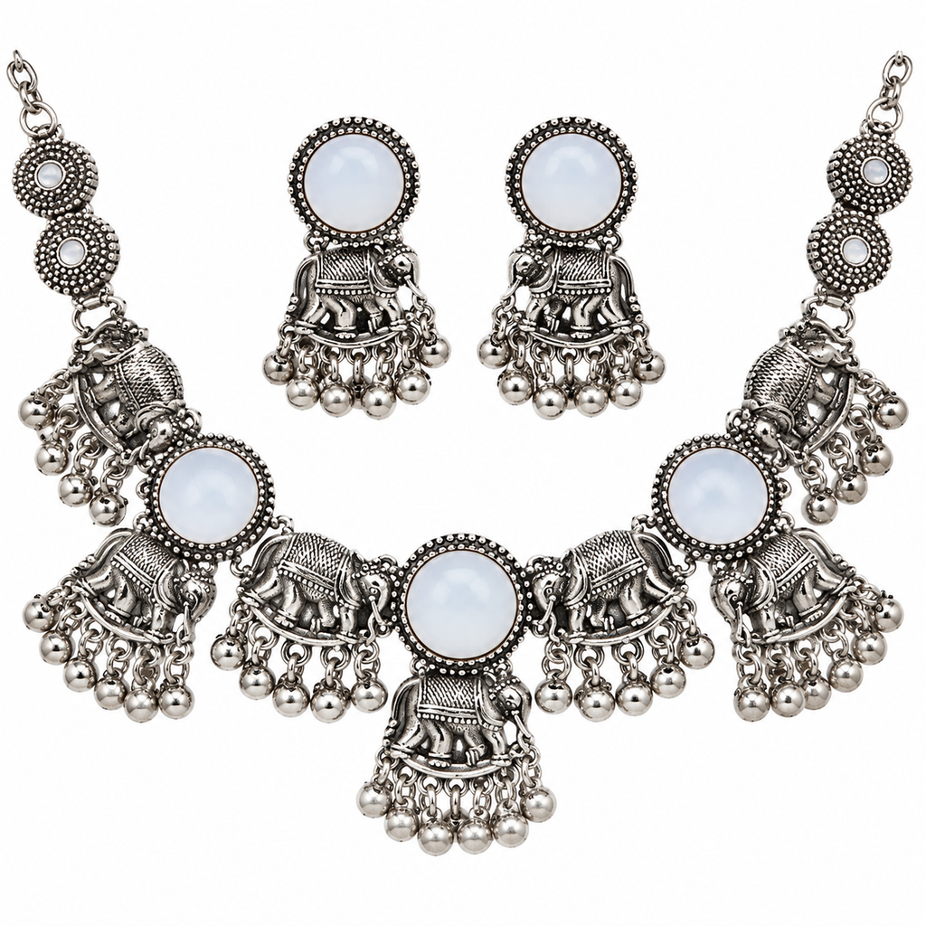PRIYARA Rangoli Haathi Heritage Necklace Set
