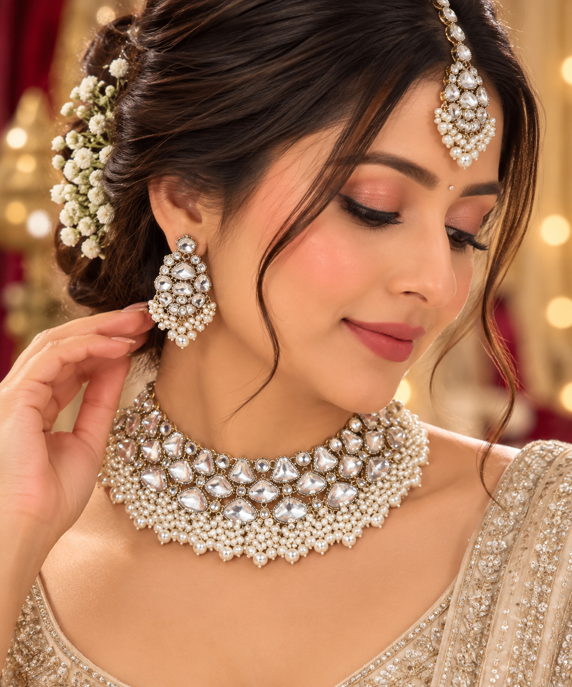 PRIYARA Pearléa Kundan Choker Set