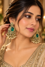 Priyara Emerald Meher Jhumka Earrings