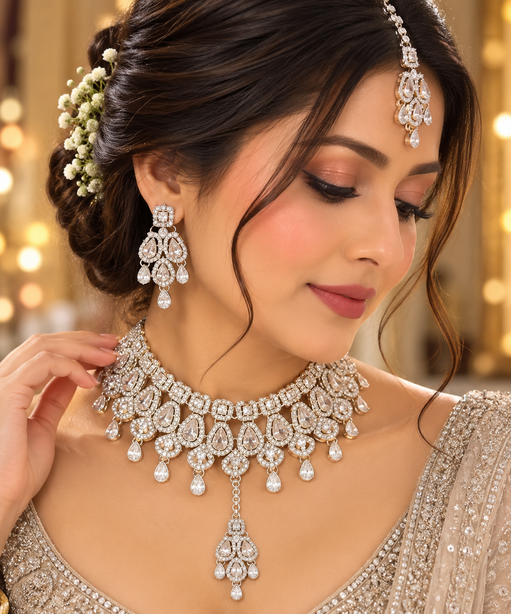 PRIYARA Celestia Diamond-Drop Choker Set