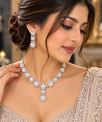 PRIYARA Celeste Halo Crystal Necklace Set