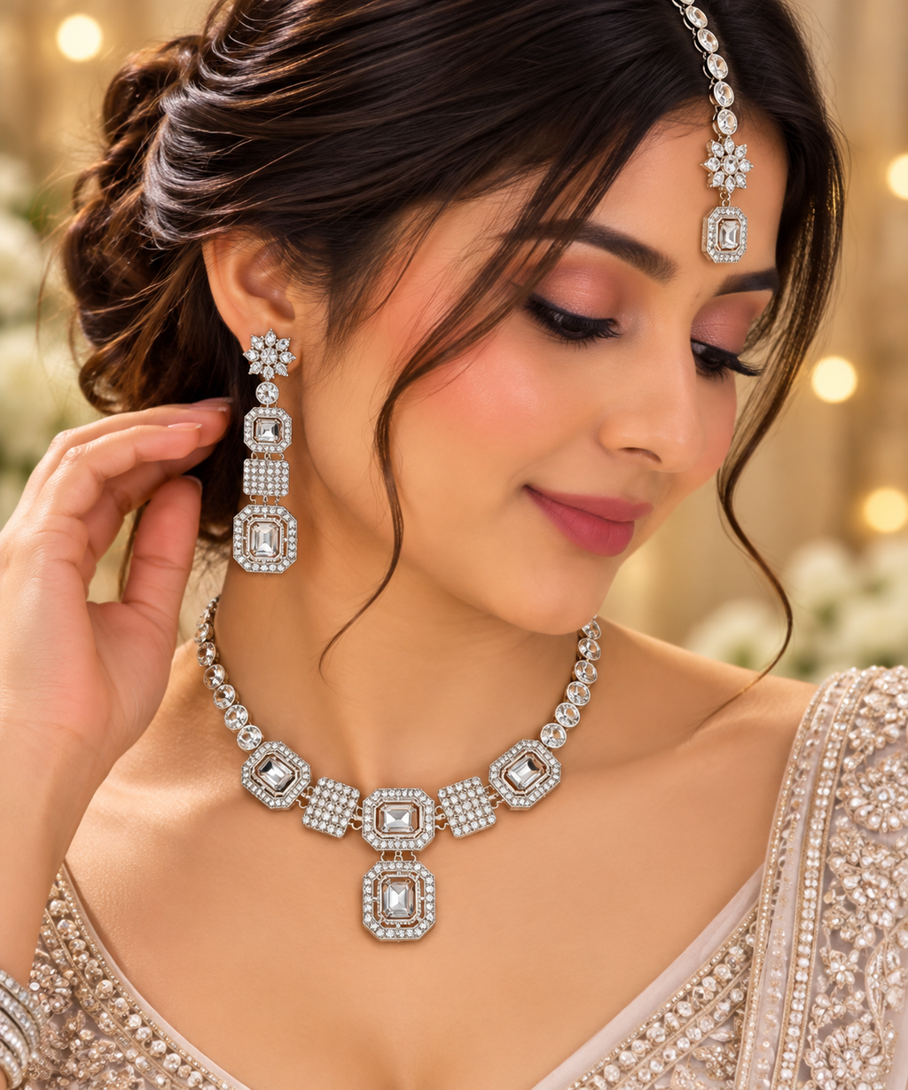 PRIYARA Aurelia Crystal Elegance Necklace Set