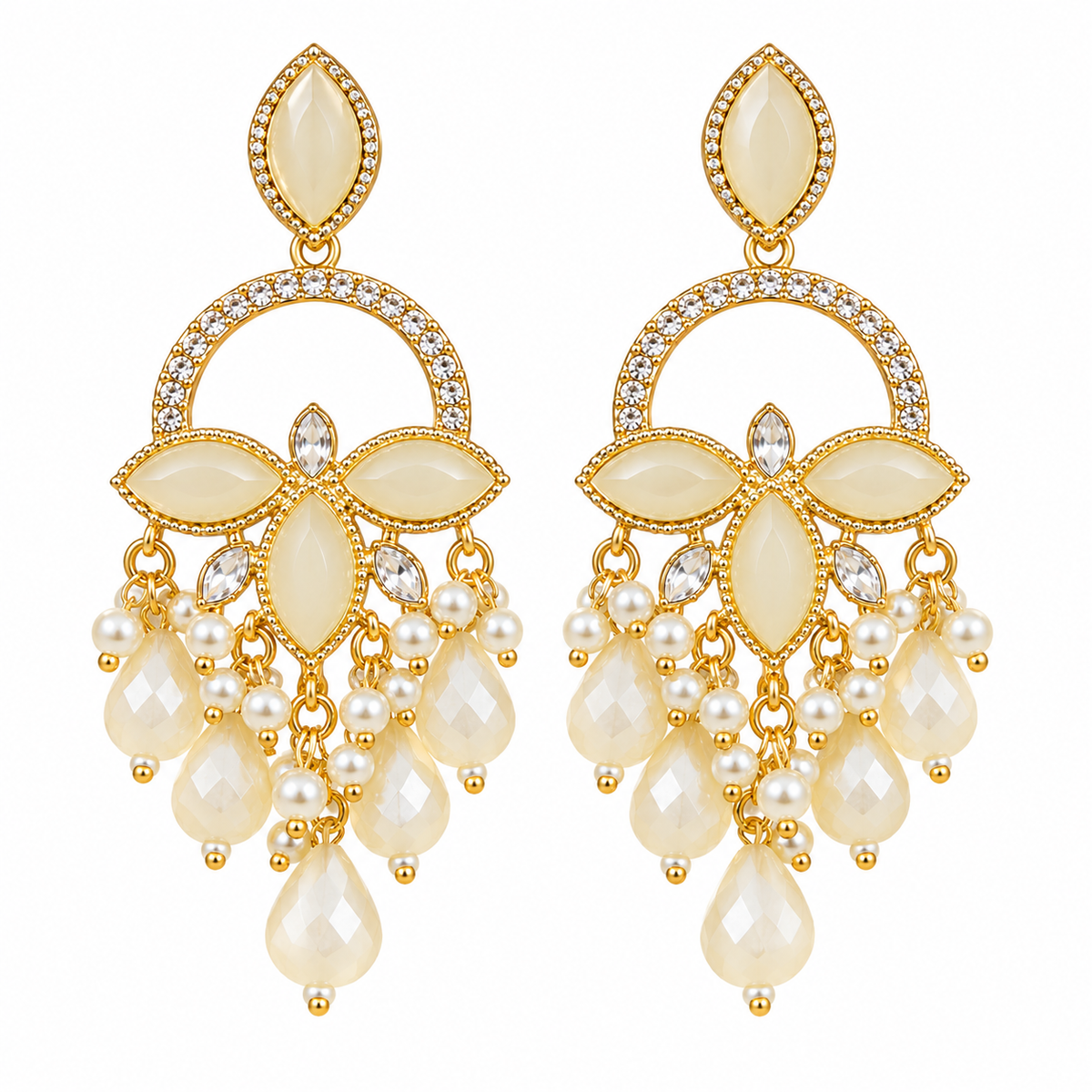 Priyara Pearl Bloom Chandelier Earrings