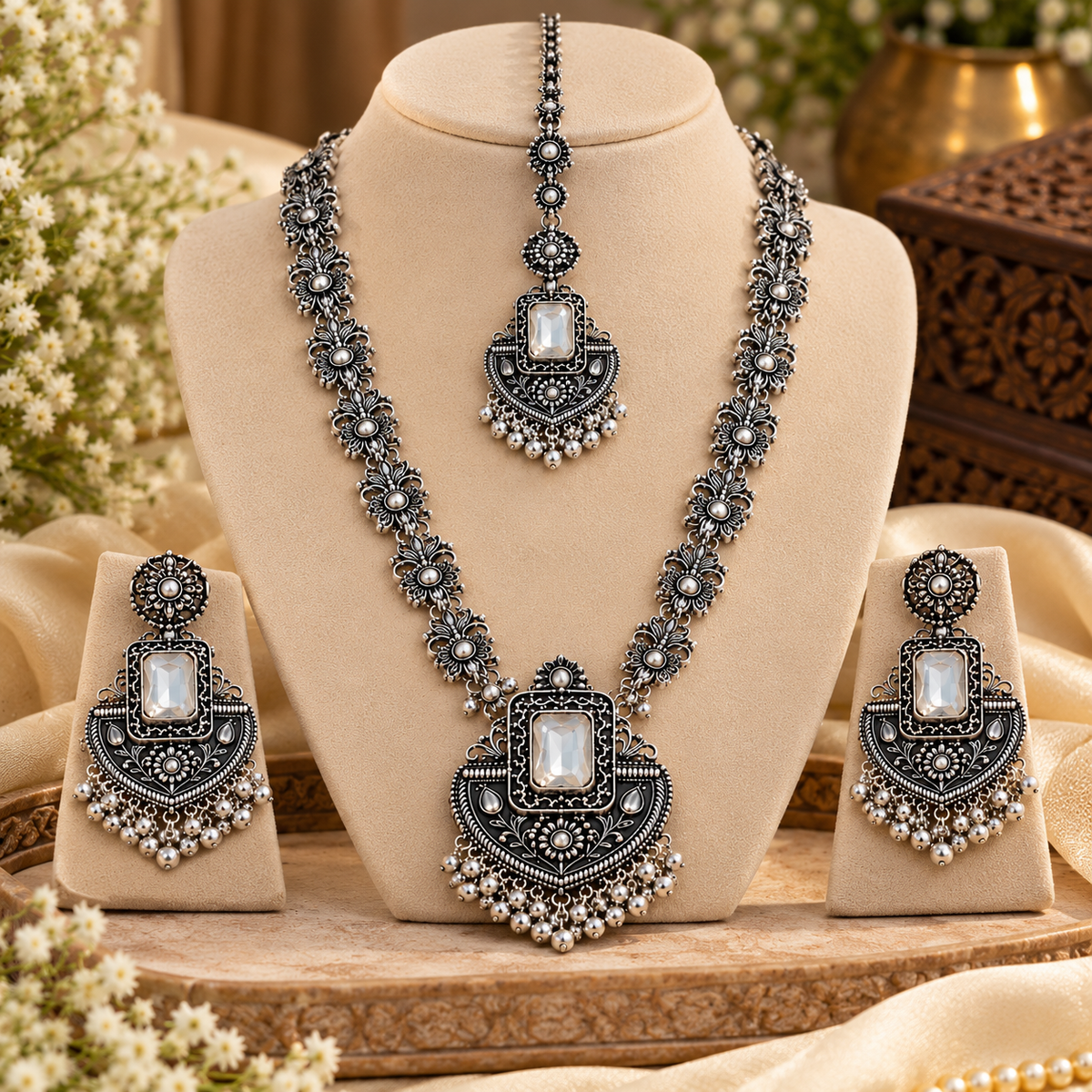 Priyara Chandrika Floral Heritage Necklace Set