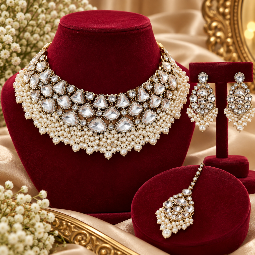 PRIYARA Pearléa Kundan Choker Set