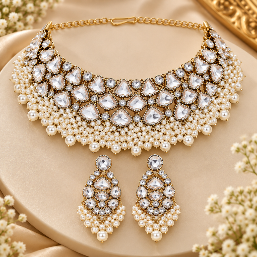 PRIYARA Pearléa Kundan Choker Set