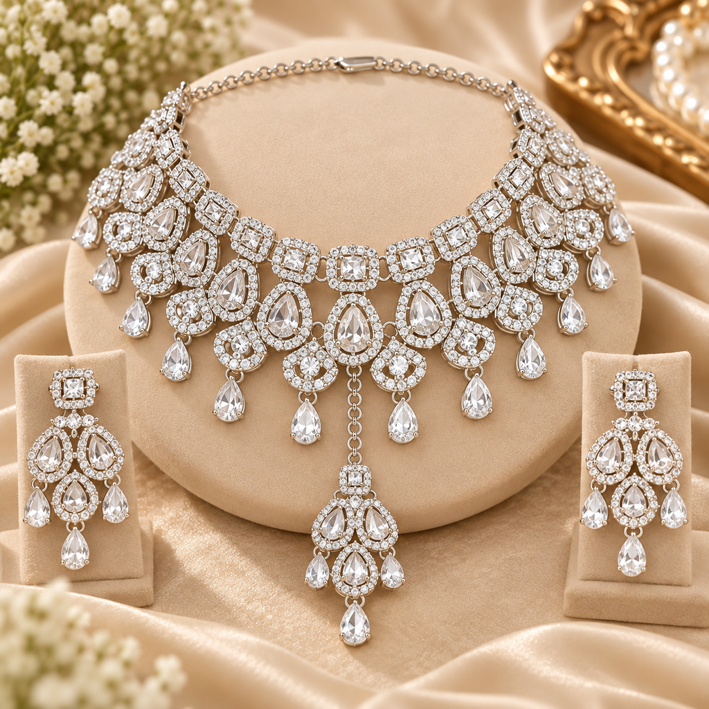 PRIYARA Celestia Diamond-Drop Choker Set