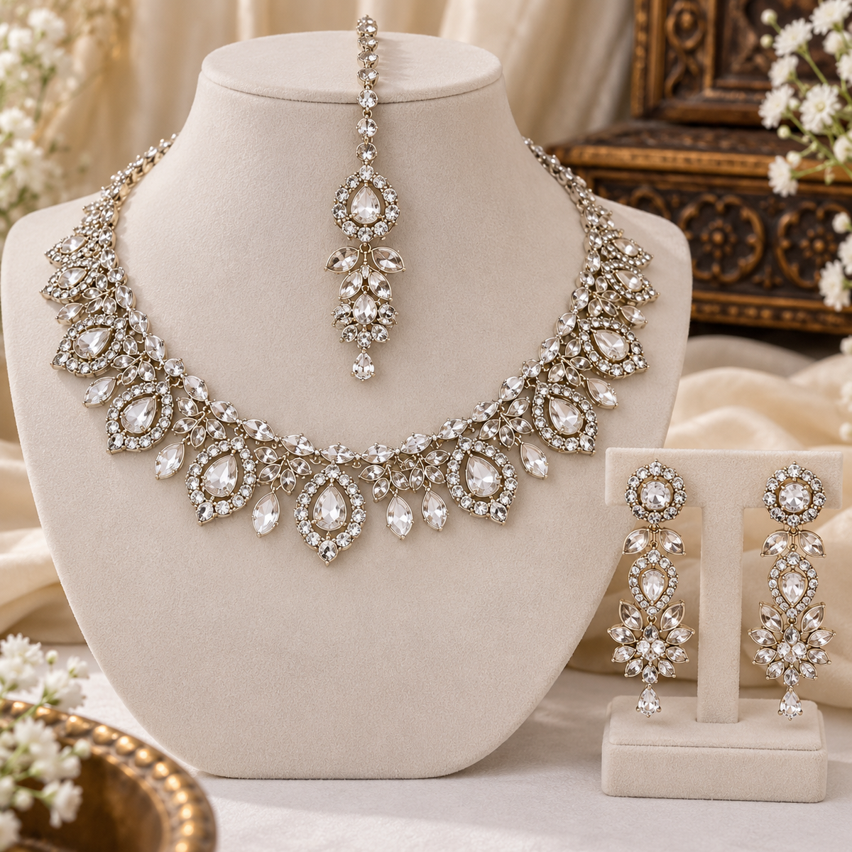 PRIYARA Meher Crystal Royale Necklace Set