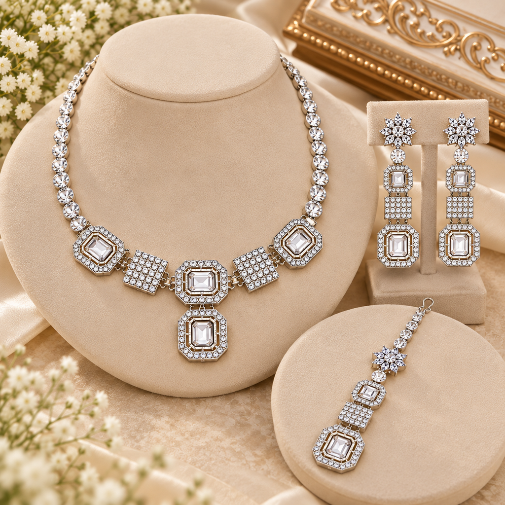 PRIYARA Aurelia Crystal Elegance Necklace Set
