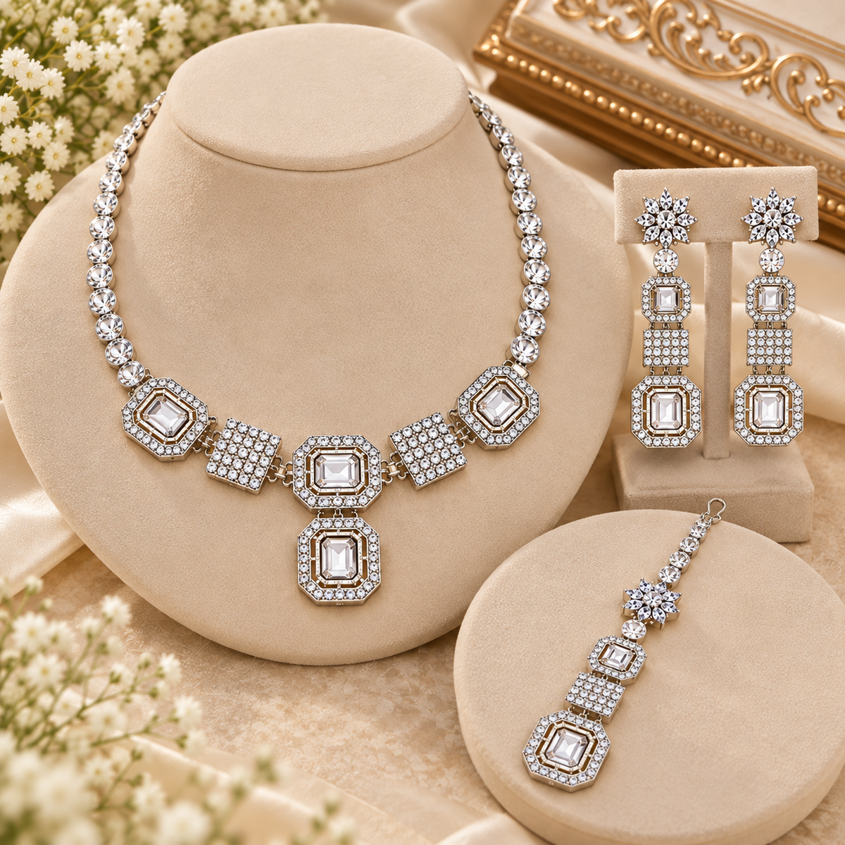 PRIYARA Aurelia Crystal Elegance Necklace Set