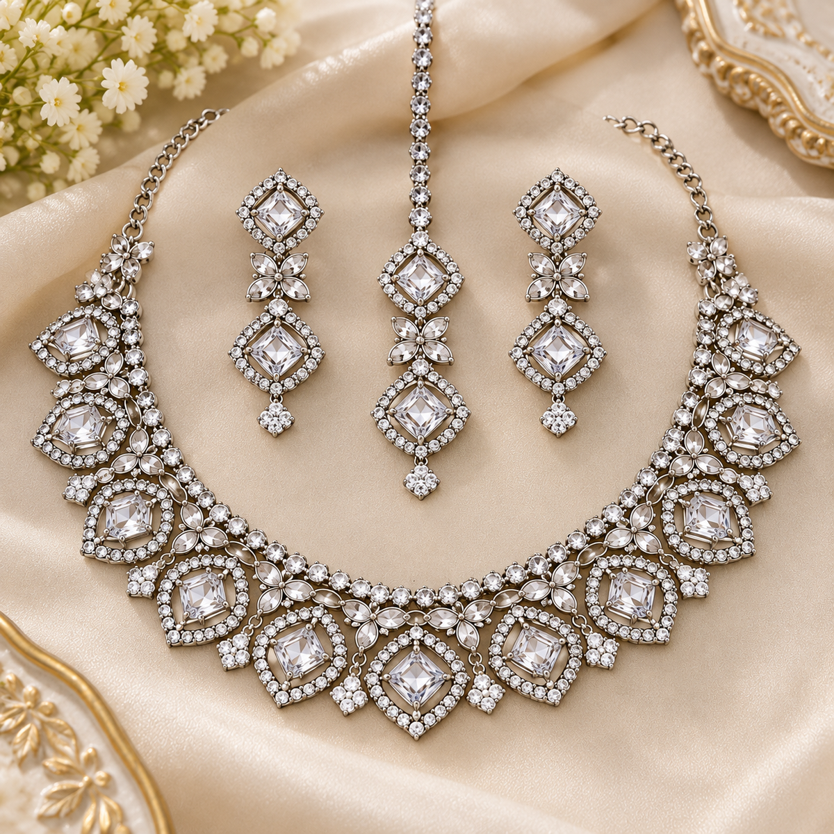 PRIYARA Nooréa Crystal Royale Necklace Set